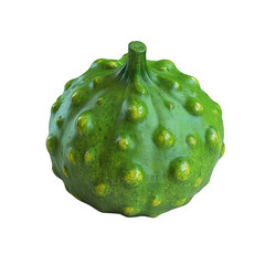 Close-up of a Single Green Warty Gourd or Melon