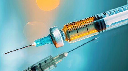 Close-up Medical Syringe with Vaccine: High-Resolution Imaging, Sterile Administration, and Immunization Technology