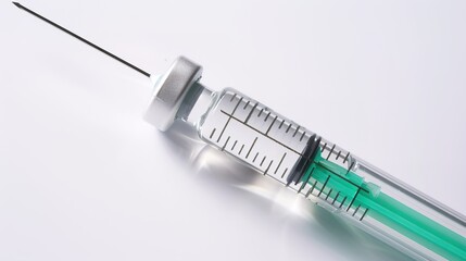Close-up Medical Syringe with Vaccine: High-Resolution Imaging, Sterile Administration, and Immunization Technology