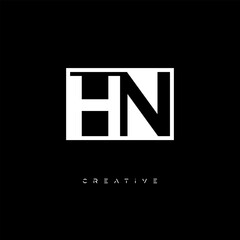 Obraz premium HN Negative Space Logo – Minimalist Black & White Monogram for Creative Branding, Fashion, Identity & Modern Logo Design 