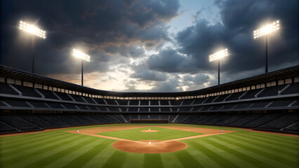 Close-up white old baseball during game at stadium illuminated by headlights