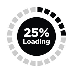 25% Circular Loading Bar Vector, UI Progress Indicator Design.