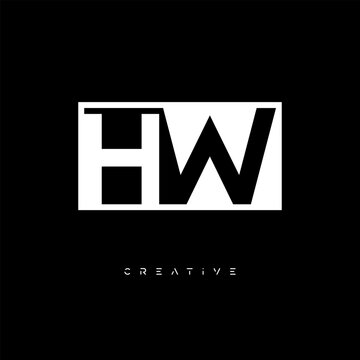 HW Negative Space Logo &ndash; Minimalist Black & White Monogram for Creative Branding, Fashion, Identity & Modern Logo Design	