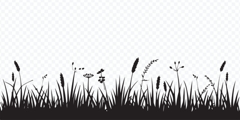 Grass Silhouette Border Nature Vector Graphic