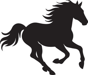 Horse galloping with flowing mane.