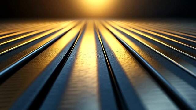 Captivating Metallic Lines with Golden Light Abstract Architectural Detail