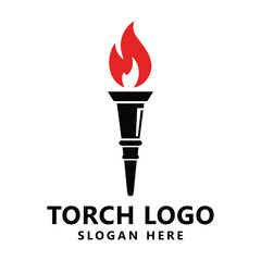Torch fire logo vector icon