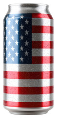 Obraz premium American flag aluminum can isolated on white background isolated on a white background