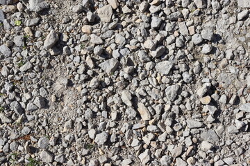 A close view of the gravel ground surface.