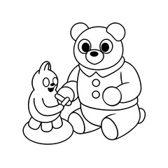 Fototapeta premium Printable Bear Catching Bubbles Outline
