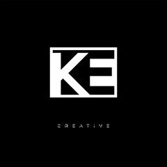 KE Negative Space Logo – Minimalist Black & White Monogram for Creative Branding, Fashion, Identity & Modern Logo Design	