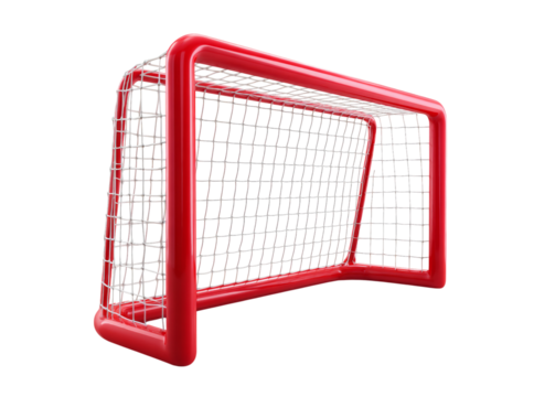Red hockey goal net isolated on black background sport equipment, Isolated On Transparent Background