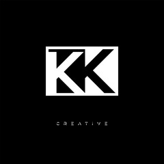 Fototapeta premium KK Negative Space Logo – Minimalist Black & White Monogram for Creative Branding, Fashion, Identity & Modern Logo Design 