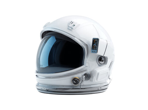 Futuristic white astronaut helmet space exploration, Isolated On Transparent Background - Powered by Adobe