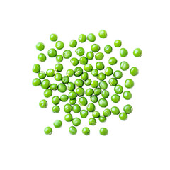 Fresh Green Peas Scattered on Black Background - Top View