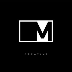 M Negative Space Logo – Minimalist Black & White Monogram for Creative Branding, Fashion, Identity & Modern Logo Design	