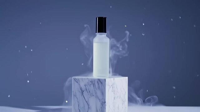 Mystical Fragrance: Perfume Bottle in Smoky Display