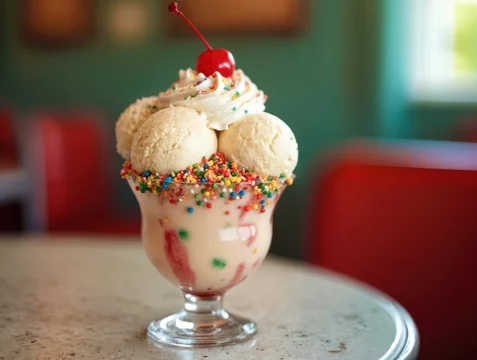 Classic Ice Cream Sundae in Nostalgic Glass