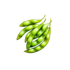 Fresh Green Hyacinth Beans on Black Background