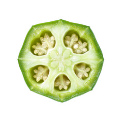 Close-up of a Sliced Okra Showing its Star-Shaped Interior