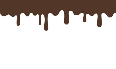 Melted chocolate seamless. melted chocolate, chocolate vector.  Flowing liquid isolated on white background. leaking, splashing, spilling liquid.