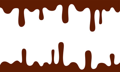 Melted chocolate seamless border. Seamless dripping melted dark or milk chocolate