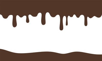 Melted chocolate seamless. melted chocolate, chocolate vector.  Flowing liquid isolated on white background. leaking, splashing, spilling liquid.