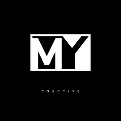 MY Negative Space Logo – Minimalist Black & White Monogram for Creative Branding, Fashion, Identity & Modern Logo Design	