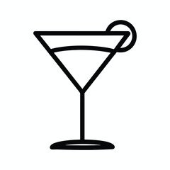 Elegant Cocktail Glass Icon Outline Vector Illustration for Drinks Menu, Bar Design, and Beverage Websites