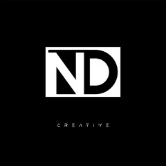 ND Negative Space Logo – Minimalist Black & White Monogram for Creative Branding, Fashion, Identity & Modern Logo Design	