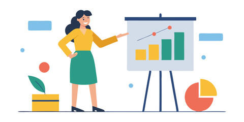 Businesswoman giving presentation showing growth chart