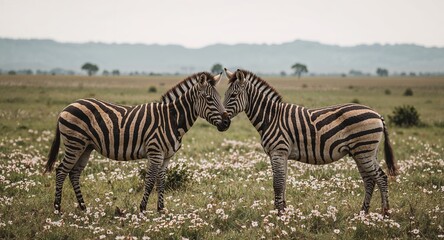 Naklejka premium Hyper-Realistic Zebra Portraits Serene Savanna Wildlife Moments