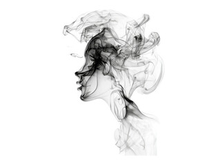 Fototapeta premium Abstract smoke woman profile elegant mysterious art, Isolated On Transparent Background