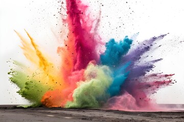 Abstract bright colorful powder on black background. Multicolor clouds. abstract color powder splatted on black background,Freeze motion of color powder exploding and multicolored glitter texture.