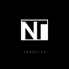 NT Negative Space Logo – Minimalist Black & White Monogram for Creative Branding, Fashion, Identity & Modern Logo Design	