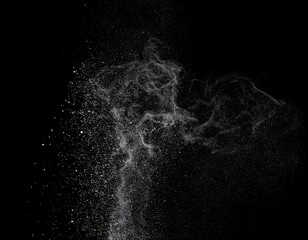White Particles on Black Background Abstract Design
