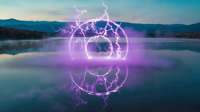 Electric Magic Portal Ring Over Water
