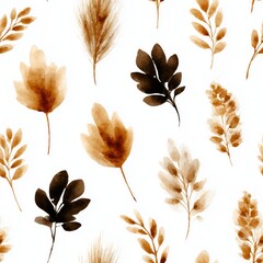 Elegant seamless pattern of abstract florals in warm tones for decorative textile and surface design