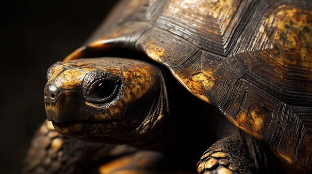 Detailed close-up showcases the unique textures and patterns of a turtle shell