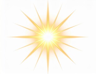 Golden Starburst Light Rays on White Background