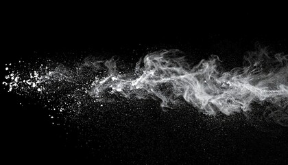 White Particles Flowing on Black Background