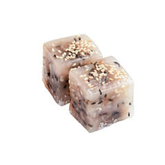 Two Cubes of Sesame Seed and Rice Pudding Dessert