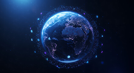 Obraz premium Earth connection digital network communication