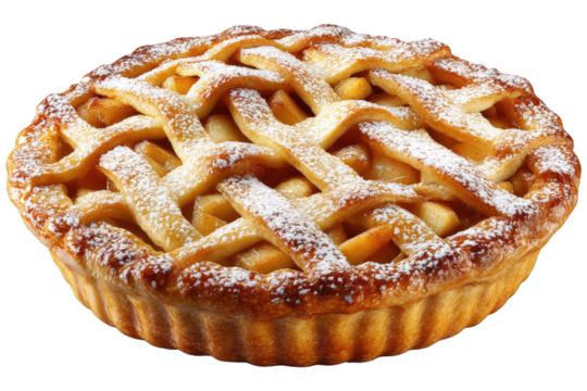 Delicious homemade apple pie isolated on a white background