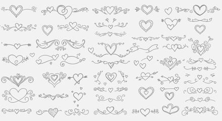 Minimalist Line Heart Icon Set – Hand Drawn Love Symbols Collection