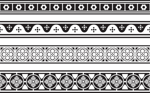 Vector black monochrome square gothic ornament. Medieval European silhouette, rectangle, border. Classic pattern of the Germans, Angles, Saxons, Franks.
