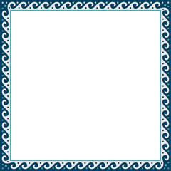 Vector colored classic Greek square ornament. Rectangle of Ancient Greece and Roman Empire. Byzantine painting of walls, floors and ceilings. Decoration of European palaces.
