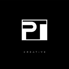 PT Negative Space Logo – Minimalist Black & White Monogram for Creative Branding, Fashion, Identity & Modern Logo Design	