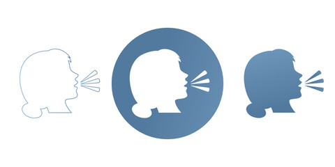 Vector silhouette of speaking person head emoji	
