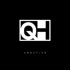 QH Negative Space Logo – Minimalist Black & White Monogram for Creative Branding, Fashion, Identity & Modern Logo Design	